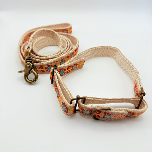 Natural Cotton Collar & Leash Set